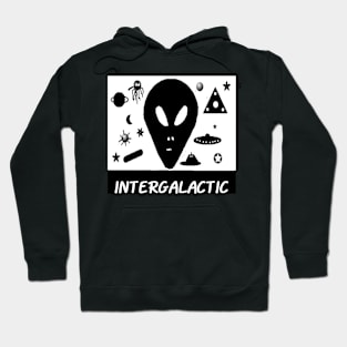 Intergalactic illustration on Black Background Hoodie